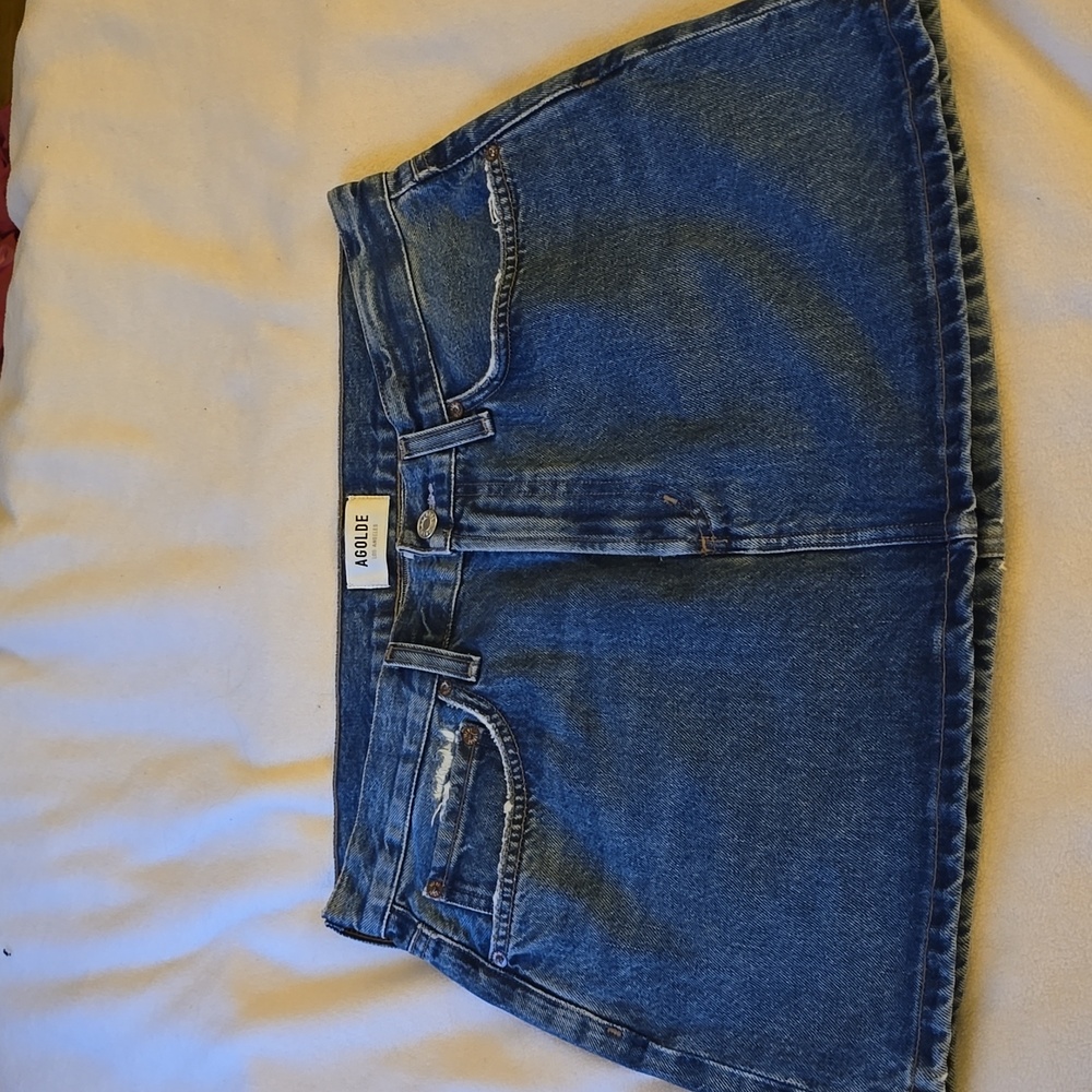 Agolde Blue Denim Mini Skirt - Picture 4 of 6
